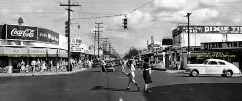 1948 - looking east on NW 36th Street at 17th Avenue with the Dade Theatre on the left just past Whelan Drugs in Allapattah
