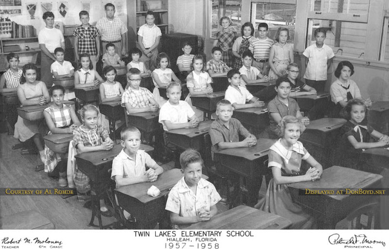 1958 - Mr. Robert M. Moloneys 6th grade class at Twin Lakes Elementary in Hialeah (names below, scroll down)