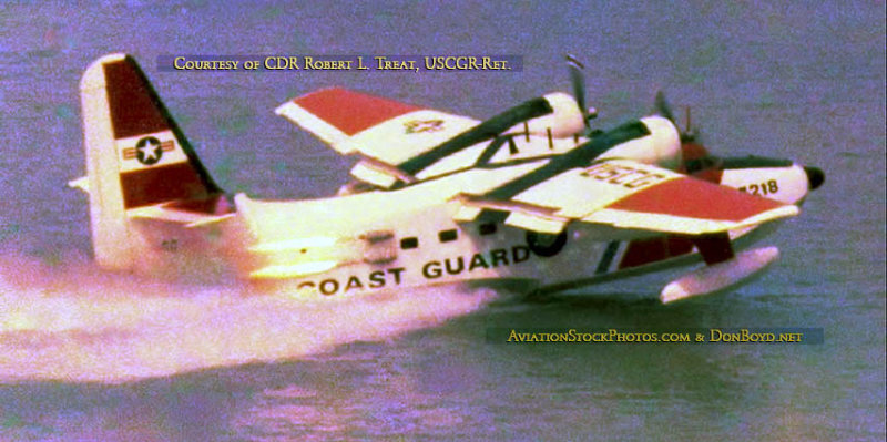 Early 1970s - USCG HU-16E Albatross #CG-5218 from Air Station Miami at OPF performing a JATO takeoff in Biscayne Bay