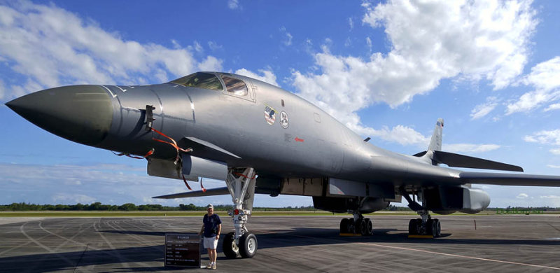 November 2016 - Kev Cook with Air Force Rockwell B-1B Lancer Bone bomber #86-0111