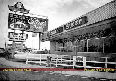 Early 1960's - the Golden Steer Steakhouse with Goldie Star of TV out front