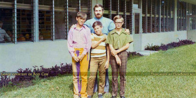 1970/1971 - Mr. Zimmerman (Bob) with his 6th grade students Rod Cox, Danny Todd and Mike Coleman at Palm Springs Elementary