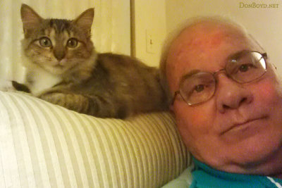 January 2012 - Cocoa kitty relaxing behind Don