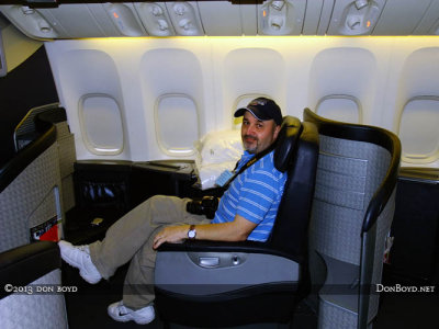 2013 MIA Airfield Tour - Kev Cook in first class section on American Airlines B777-223/ER N774AN