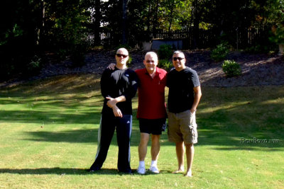 October 2013 - closeup of Joe Pries, Don Boyd and Carlos Borda in Joe's backyard in Charlotte