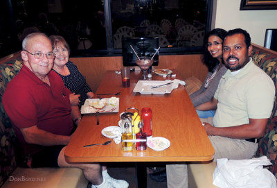 February 2014 - Don and Karen Boyd after dinner with Ramanie and Suresh Atapattu at the Flashback Diner in Davie
