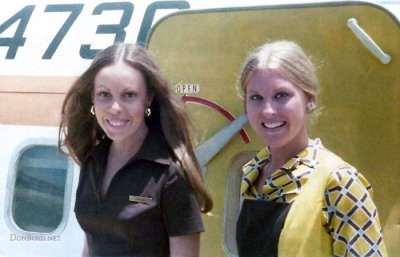 1974 - Debbie Cicirelli (now Burak) (left) with her friend Barb Gilot (right), then National Airlines flight attendants