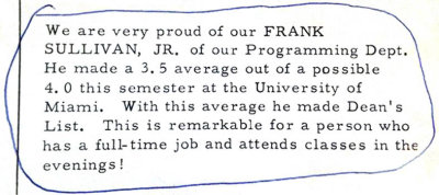 1966 - Frank Sullivan article in a University of Miami employee publication