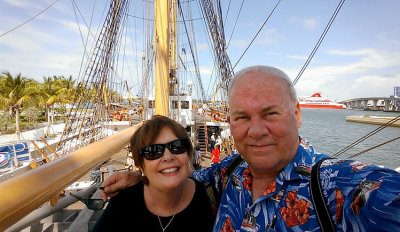 June 2014 - Karen and Don onboard the USCGC EAGLE (WIX-327) at the brand new Museum Park in downtown Miami