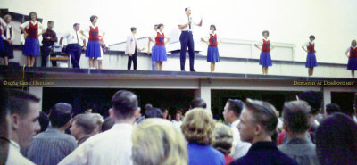 Fall 1964 - Hialeah High football pep rally with coach Jim Powell and the cheerleaders