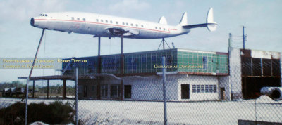 1971 - Lockheed Constellation L-1049G mounted on top of the Oasis American gas station and gift shop on Tamiami Trail