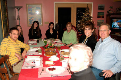 December 2005 - David, Donna, Katie, Natsumi, Karen, Kathy and Jim Criswell and Esther Criswell at Christmas Eve dinner