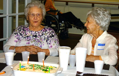 March 2015 - sisters Thelma Blasko and Esther Criswell at Esther's 94th birthday luncheon in St. Petersburg