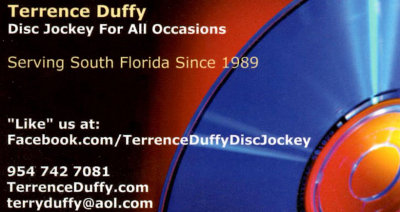 Terry Duffy - disc jockey for reunions and other events in South Florida