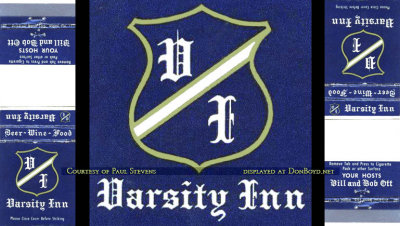 1960's - matchbook cover (both ends) for the Varsity Inn
