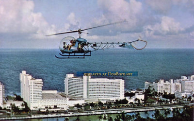 1970's - a postcard featuring a Bell 47 helicopter operated by Miami Helicopter Service owned by the Riggs families