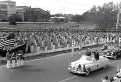1948-49 - President Harry S Truman in motorcade in front of Miami High School