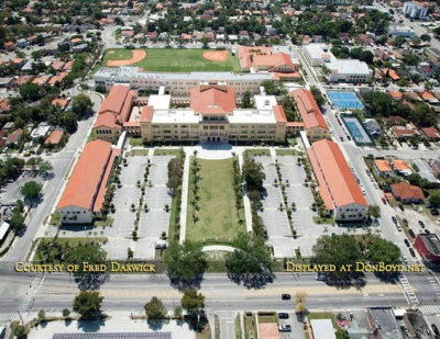 2015 - aerial photo of Miami High School after the 2013 extensive restoration project