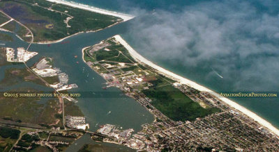 2015 - closeup version of Coast Guard Recruit Training Center and Cape May, New Jersey aerial landscape stock photo