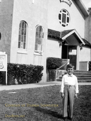 1952 - Stephen Schweitzer at age 5 in front of the original Saint Mary's Catholic Church