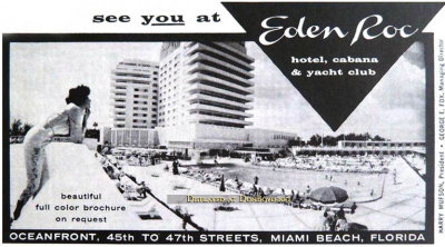 1960's - newspaper advertisement for the Eden Roc Hotel on Miami Beach