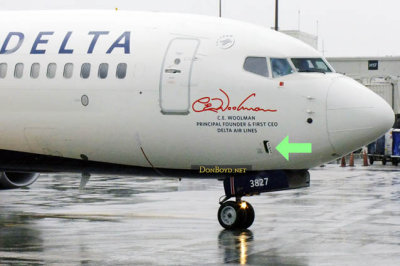MIA Airfield Tour - Delta B737-932ER N827DN C. E. Woolman about to taxi out for takeoff with the right comms panel door open