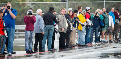 MIA Airfield Tour - bus #2's aviation photographers waiting for another aircraft to land ot taxi by