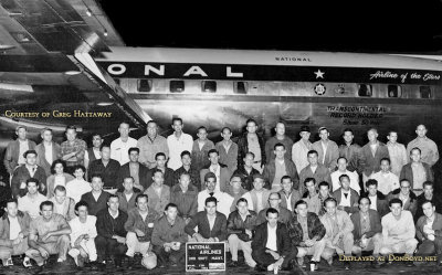 1954 - full size version of the 3rd shift maintenance crew with a new National DC-7 that set a transcontinental speed record
