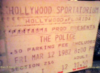 March 12, 1982 - Hollywood Sportatorium ticket stub for The Police concert event