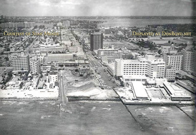 Late 1950's - aerial photo of 17th Street and the ocean on Miami Beach