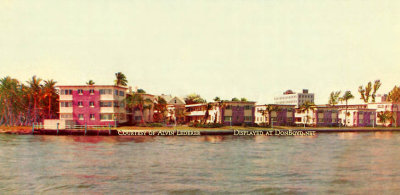 1950's - apartments at the mouth of the Miami River at 401-453 Brickell Avenue, Miami