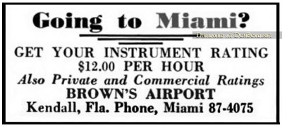 1953 - advertisement for instrument rating flight instruction at Brown's Airport in Flying Magazine