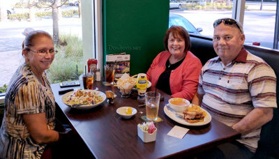 February 2017 - Lynda Atkins Kyse with Karen and Don for lunch at Duffy's Sports Grill