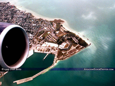 1999 - aerial view of the southern tip of Key West with the harbor, Ft. Zachary Taylor and NAS Key West Truman Annex