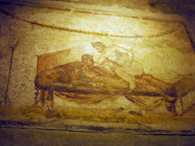 Erotic Fresco in Pompeii, Italy.