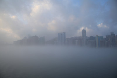 In the morning mist...Hong Kong Skyline.