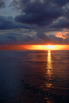 Sunset over Moorea, French Polynesia.
