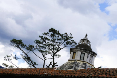 Bell Tower and tree top, Antigua, Guatemala.