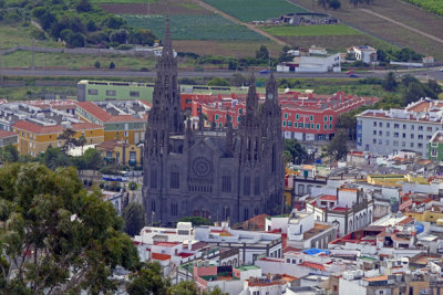 Black Church of Arucas - from Mirador de la Marquesa de Arucas, Gran Canaria.