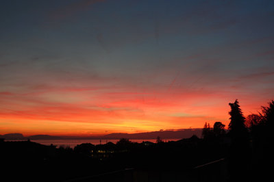 Sunset over Lac Leman - view from Pully, Switzerland.
