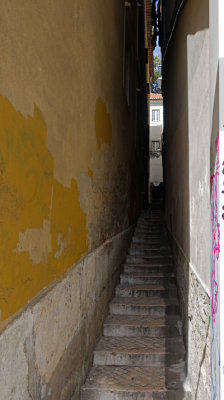 Narrow Street in Alfama Quarter, Lisbon.