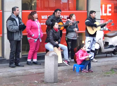 A family of street entertainers