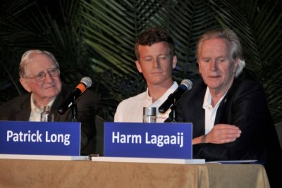 Porsche 911 seminar panel members: former Porsche CEO Peter Schutz, racer Patrick Long, ex-design-chief Harm Lagaaij (8983)