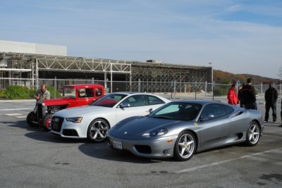 From right, Ferrari 360 Modena and Audi RS5, with 1920s Ford Street Rod (9441)