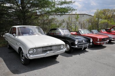 1961 Ford Falcon, left, 1957 Chevrolet Corvette and 1965 Ford Mustang (6537)