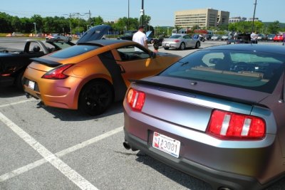 From left, Nissan Z and 2011 or 2012 Ford Mustang GT (3026)