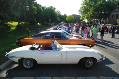Early 1960s Jaguar E-Type Series I roadster at Great Falls Cars & Coffee in Virginia (3066)