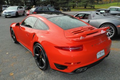 2016 Porsche 911 Turbo in Lava Orange, Porsche of Towson, base price $151,100, actual price $176,650 with options (8312)