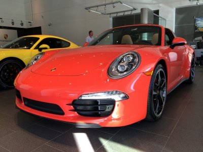 2016 Porsche 911 Targa 4S in Lava Orange at Porsche of Annapolis, $148,970, with about $31,000 in options (iPhone 2393)