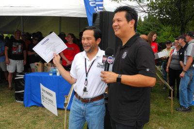 A set of Michelin tires, donated by Michelin, is awarded as a door prize at PCA National Office Open House. (8745)